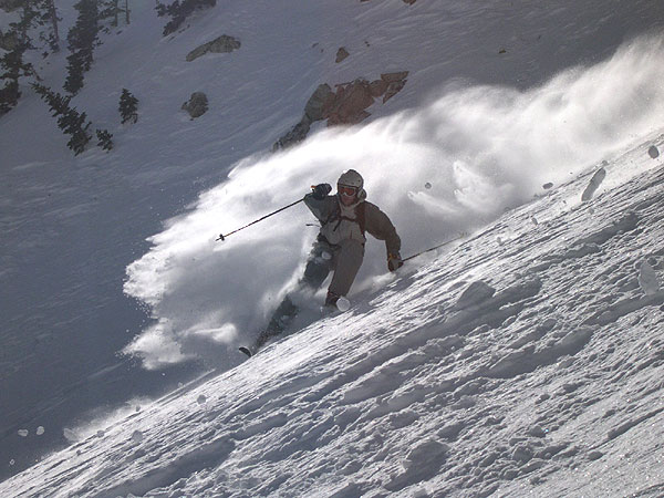 Brigham Graff skiing powder at Brighton, Utah