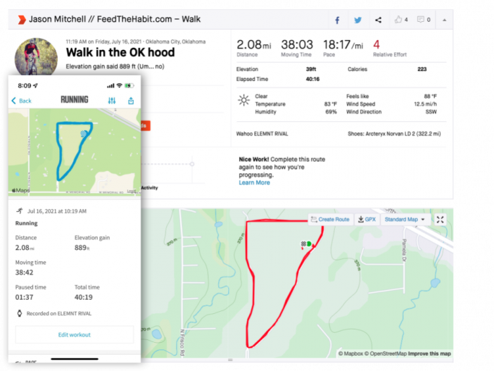 Oklahoma City Walk - Wahoo Rival Elevation Fail