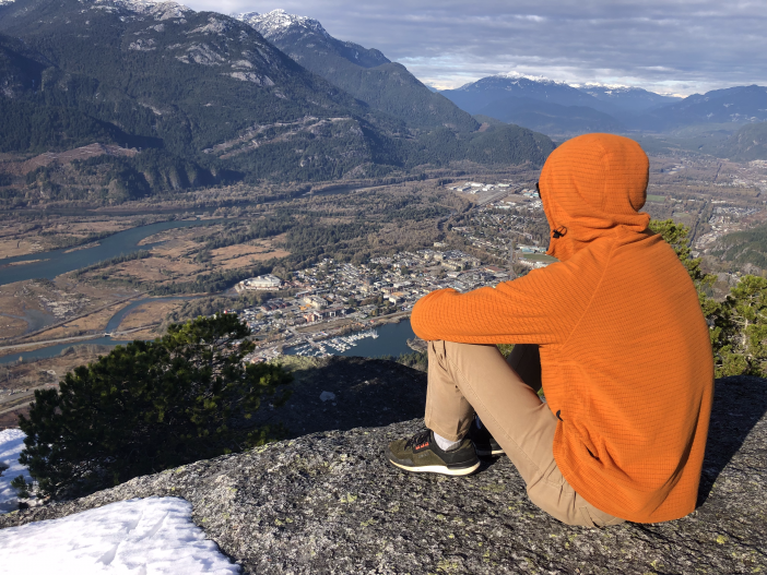 Hoody worn while looking over Squamish.